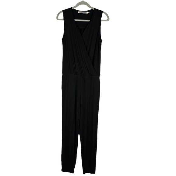 Michael Stars Black Surplice Sleeveless Jumpsuit‎ with Pockets, Size XS - Picture 2 of 10